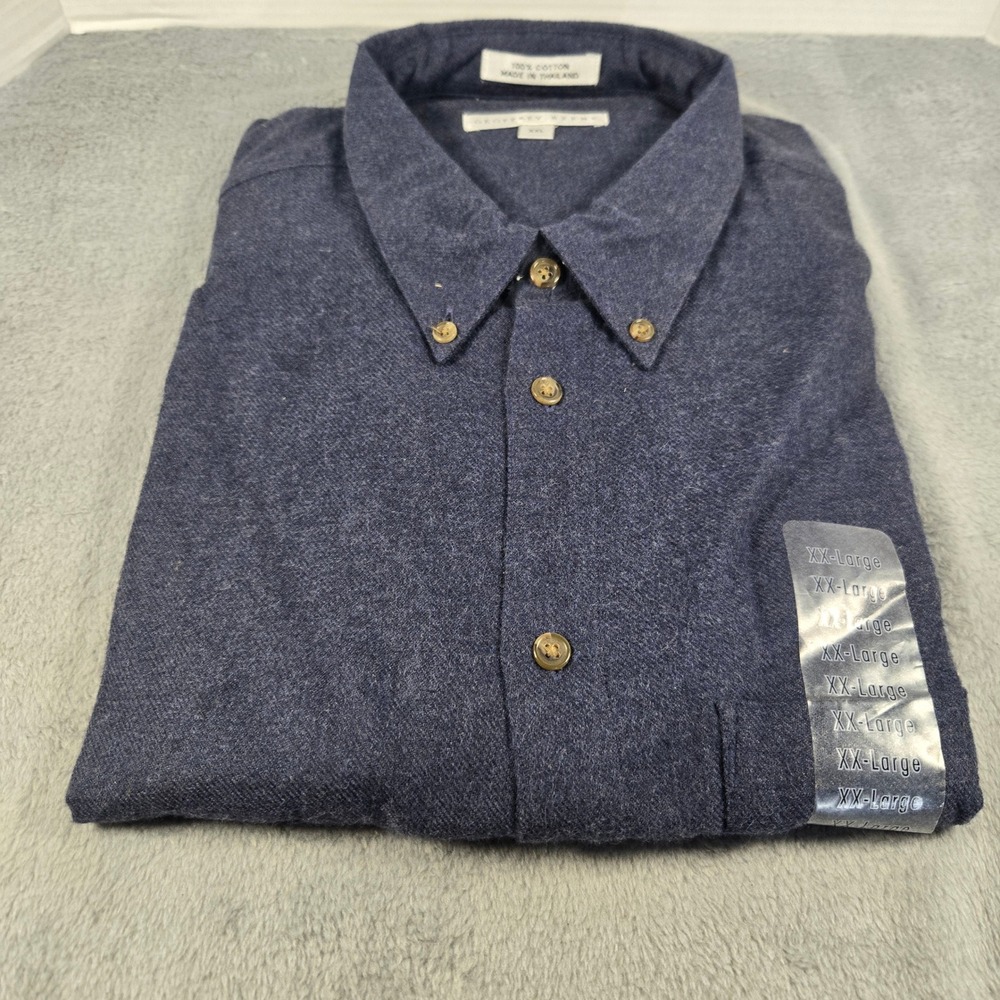 Geoffrey Beene Mens XXL Navy Blue 2 Ply Oxford Cotton Button Down Shirt NWT